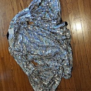 Sequin mini dress size 14 irridescent  flared sleeves